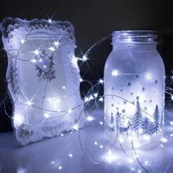 Revone 24 Pack LED Fairy Lights Battery Operated 7Ft 20Led Warm White Mini String Lights Waterproof Christmas Lights For Mason Jars Bedroom DIY Party Wedding Multi-Colored -Department 56 Shop 518Xm7gTaZL
