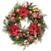 Valery Madelyn Pre-Lit 24 Inch Traditional Red Green Gold Lighted Christmas Wreath For Front Door With Ball Ornaments, Battery Operated 20 LED Lights, Holiday Decoration For Fireplace Xmas Decor -Department 56 Shop 519CnC2skBL