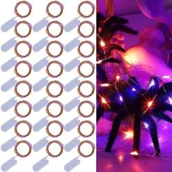WATERGLIDE 24 Pack Fairy Lights Battery Operated (Included), 6.5ft 20 LED Mini String Lights, Waterproof Silver Wire Firefly Starry Lights For DIY Wedding Christmas Party Mason Jars Decor, Cool White -Department 56 Shop 519LiQC8GZL. AC