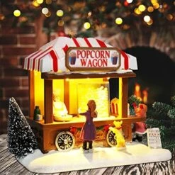 MUMTOP Christmas Village House Decoration, Colourful LED Lights Light Up Bell Tower And Buildings, Rotating Christmas Trees And Railway Train, Music Rendering Atmosphere -Department 56 Shop 519OMxBwZIL. AC
