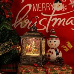 Wondise Christmas Muscal Snow Globe With Timer, USB Plug-in & Battery Operated Spinning Water Glitters Lighted Singing Snow Globe Lantern For Christmas Decorations(Santa) -Department 56 Shop 519S8s532lL