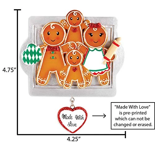 Personalized Family Ornament 2022 - Family Of Four Christmas Ornaments 2022 - Gingerbread Cookie Ornament Family Of 4 Gingerbread Ornament Gingerbread Ornaments - Free Customization 2 Personalized Family Ornament 2022 - Family Of Four Christmas Ornaments 2022 - Gingerbread Cookie Ornament Family Of 4 Gingerbread Ornament Gingerbread Ornaments - Free Customization - Image 2