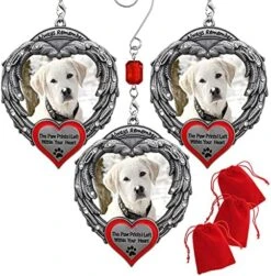 Pet Memorial Photo Ornament – Always Remember The Paw Prints I Left Within Your Heart - Angel Wings - Keepsake - Loss Of A Dog - Set Of 2 - Gift/Storage Bag Included -Department 56 Shop 519mmIYbqxL. AC