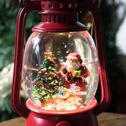 TIJNN Snow Globe Lantern Water Sparkling Santa Claus And Christmas Tree Scene, Battery And USB Powered Home Decoration Lights Birthday -Department 56 Shop 51A2Xnd4k6L