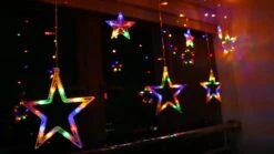 Blingstar Star Curtain Lights 138 LED 12 Star Multicolor Christmas Lights 8.2ft Connectable Window Lights With Remote Plug In Curtain String Lights For Indoor Outdoor Room Birthday Wedding Party Decor -Department 56 Shop 51A36yLPrAL