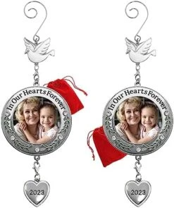 2023 Memorial Christmas Photo Ornament - In Our Hearts Forever - Remembrance Keepsake With Clear Gems And Floral Accents - Comes With A Dove Hook And A Dated Charm - Gift/Storage Bag Included -Department 56 Shop 51A8qJzxVIL. AC