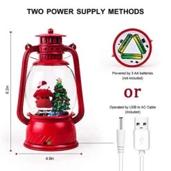TIJNN Snow Globe Lantern Water Sparkling Santa Claus And Christmas Tree Scene, Battery And USB Powered Home Decoration Lights Birthday