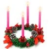 Christmas Decoration Centerpiece Advent Wreath With 4 Candles Holder, 16 Inch Candlestick Holder With Pine Cone, Ribbon, Berry, Perfect For Outdoor Wedding Party Indoor Xmas Table Decor Gift -Department 56 Shop 51AL6Jvl9wL
