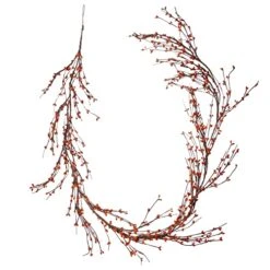 J'FLORU Fall Garland,5FT Fall Pip Berry Garland Artificial Autumn Garland For Fall Home Decor(Orange)