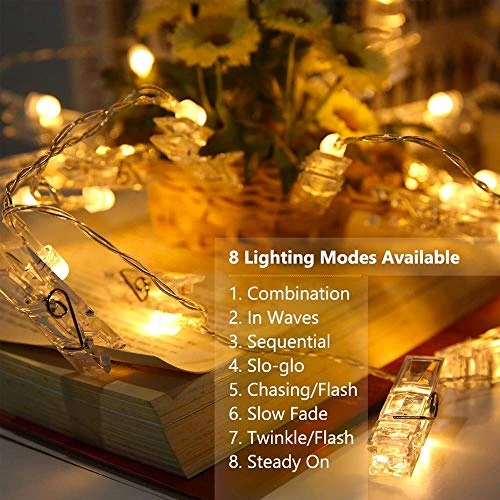 Caprier Luxury Teen Girl Room Decor, Photo Clips String Light, 50 LED Clips, Teen Room Decor, Dimmable 8 Modes Timer, USB Battery Powered, Dorms Decoration 5 Caprier Luxury Teen Girl Room Decor, Photo Clips String Light, 50 LED Clips, Teen Room Decor, Dimmable 8 Modes Timer, USB Battery Powered, Dorms Decoration - Image 5