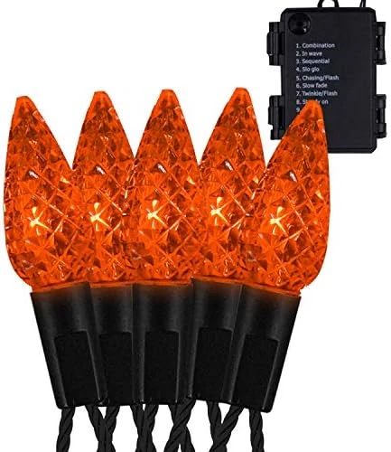 Twinkle Star C6 Halloween String Lights, 100 LED 33ft Fairy Lights With 29V Safe Adapter, Indoor Outdoor Black Wire Lights 8 Lighting Modes For Patio Xmas Tree Party Decor, Orange 14 Twinkle Star C6 Halloween String Lights, 100 LED 33ft Fairy Lights With 29V Safe Adapter, Indoor Outdoor Black Wire Lights 8 Lighting Modes For Patio Xmas Tree Party Decor, Orange - Image 14