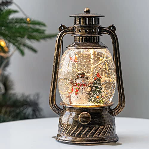 Christmas Musical Snow Globe Lantern Spinning Water Glittering Snowman With Holiday Tree Scene, Battery & USB Powered Light For Home Decoration 4 Christmas Musical Snow Globe Lantern Spinning Water Glittering Snowman With Holiday Tree Scene, Battery & USB Powered Light For Home Decoration - Image 4