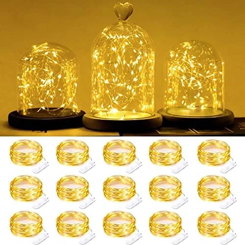 SmilingTown Fairy Lights Battery Operated 15 Pack 7.2ft 20 LED Starry Firefly Silver Wire String Lights For Wedding Christmas Halloween Party Jar Table Centerpiece Decoration (Cool White) 9 SmilingTown Fairy Lights Battery Operated 15 Pack 7.2ft 20 LED Starry Firefly Silver Wire String Lights For Wedding Christmas Halloween Party Jar Table Centerpiece Decoration (Cool White) - Image 9