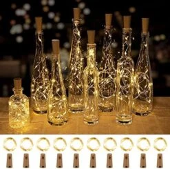 Wine Bottle Lights With Cork, 10 Pack 20 LED Waterproof Battery Operated Cork Lights, Silver Wire Mini Fairy Lights For Liquor Bottles DIY Party Bar Christmas Holiday Wedding Déco -Department 56 Shop 51B8jBa4SeL. AC
