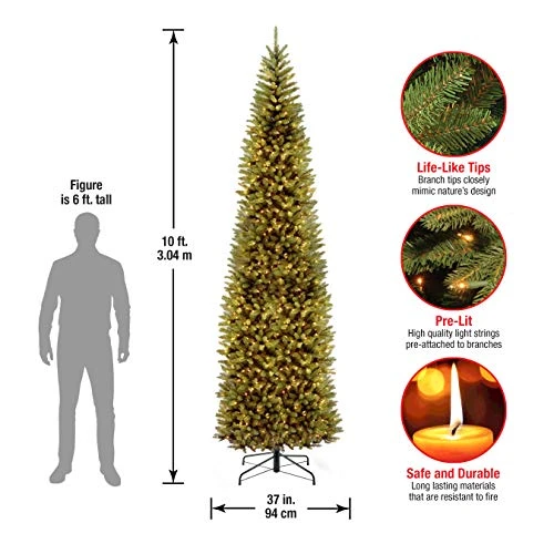 National Tree Company Artificial Pre-Lit Slim Christmas Tree, Green,White Lights, Includes Stand, 10 Feet & Pre-Lit Artificial Christmas Garland, Green, Crestwood Spruce, White Lights 3 National Tree Company Artificial Pre-Lit Slim Christmas Tree, Green,White Lights, Includes Stand, 10 Feet & Pre-Lit Artificial Christmas Garland, Green, Crestwood Spruce, White Lights - Image 3