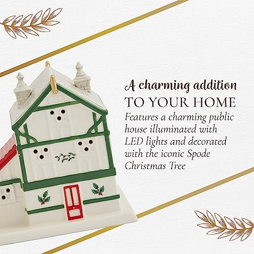 Spode – Christmas Tree Christmas Village Public House-LED-5 Inch X 5.5 Inch Figurine 5 Spode – Christmas Tree Christmas Village Public House-LED-5 Inch X 5.5 Inch Figurine - Image 5