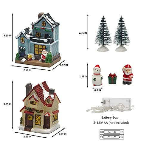 QPURP Christmas Village House,Lighted Christmas Village Houses Set,Resin Christmas House Indoor Decorations,Village Collectable Figurine For Christmas Holiday Decor 7 PCS 2 QPURP Christmas Village House,Lighted Christmas Village Houses Set,Resin Christmas House Indoor Decorations,Village Collectable Figurine For Christmas Holiday Decor 7 PCS - Image 2