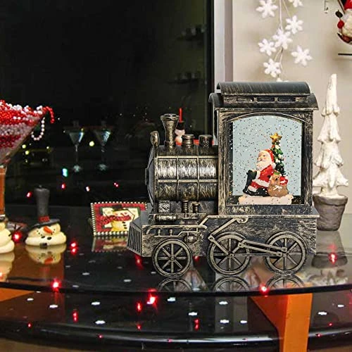 Eldnacele Lighted Musical Christmas Train Snow Globe Lantern With Santa, Battery Operated Water Glittering Lantern With Music And 6H Timer Christmas Table Centerpiece Decoration And Gift 3 Eldnacele Lighted Musical Christmas Train Snow Globe Lantern With Santa, Battery Operated Water Glittering Lantern With Music And 6H Timer Christmas Table Centerpiece Decoration And Gift - Image 3