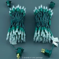 YULETIME Cool White One-Piece Faceted LED Christmas Lights, Total 48 Feet 140 Count 2 Strands 24ft 70ct Waterproof String Light (Cool White) -Department 56 Shop 51BYQHoNSwL