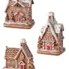 RIBC Set Of 3 Gingerbread Candy Houses In Clay Dough Resin With Frosted Snow LooK, 5 To 6 Inches Tall, Christmas Village Decor, Brown White -Department 56 Shop 51BYx9bc2RL