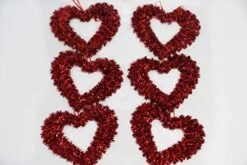 Mo's 3 Tier RED Tinsel Heart For Valentines Day Decorations - Outdoor/Indoor - (2PCK)