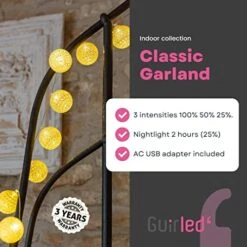 GuirLED Nomads - ﻿String Light Garland LED USB - Fairy Light - Baby Nightlight 2h - AC Adapter Included - 3 Intensities 24 Cotton Balls - 7.87ft 2.4m - Tagada -Department 56 Shop 51CQmKscNBL