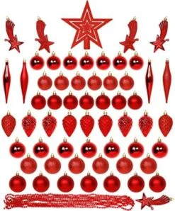 Lulu Home Assorted Christmas Tree Ornaments Set, 60 Pieces Golden Shatterproof Balls Xmas Seasonal Decorations For Easter Decoration, Pre-Strung -Department 56 Shop 51ChTfpQ1bL. AC