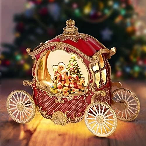 Christmas Snow Globes,Christmas Carriage Snow Globe With 8 Music & Timer, Battery Or USB Cable Powered Operated Glittering For Christmas Table Centerpiece Decoration.Gift- Santa,Christmas Tree 9 Christmas Snow Globes,Christmas Carriage Snow Globe With 8 Music & Timer, Battery Or USB Cable Powered Operated Glittering For Christmas Table Centerpiece Decoration.Gift- Santa,Christmas Tree - Image 9