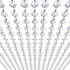 33ft K9 Glass Crystal Garland Strands - Hanging Chandelier Gem Bead Chain - 14mm Clear Octagon Prism Diamond String Decorations For Wedding Party Manzanita Centerpiece Christmas Tree -Department 56 Shop 51D5yqHW5L. AC