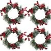 ChezMax Candle Rings Berry Tea Light Ring Small Candle Wreaths Berry Candle Holder Table Decoration For Christmas Valentine's Day Thanksgiving Day Dinner Party Wedding Diameter 4" 4 PCS -Department 56 Shop 51DCZa0s4tL