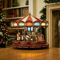 Mr. Christmas Marquee Deluxe Carousel Musical Animated Indoor Christmas Decoration, 15 Inch, Multi-Color -Department 56 Shop 51DGTLfMSdL