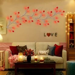 [Timer] Valentines Day Decor Willow Vine With Red Heart Lights, 5FT 45 LED Valentines Day Garland With Light Battery Operated 8 Modes Valentines Day Lights Romantic Decorations For Home Table Wall -Department 56 Shop 51DROo0duJL