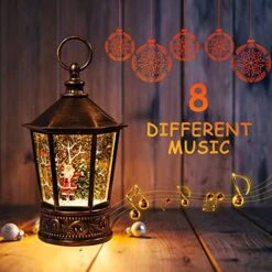 Christmas Lantern-Snow Globe,Water Lantern With Music And Santa Claus-USB Or Battery-Powered Christmas Lanterns, Rotating Flashing Lanterns, Christmas Decorations（Santa Claus） -Department 56 Shop 51DmW18bZUL