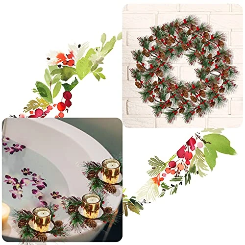 6 Pieces Christmas Candle Ring Christmas Candle Holder Artificial Berry Candle Rings With Pine Cones Small Wreaths For Christmas Wedding Festive Decoration 5 6 Pieces Christmas Candle Ring Christmas Candle Holder Artificial Berry Candle Rings With Pine Cones Small Wreaths For Christmas Wedding Festive Decoration - Image 5