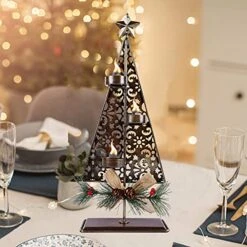 Winemana Tea Light Candle Holders, Christmas Decoration Xmas Tree Metal Tealights Candleholder With Pinecones, Christmas Tabletop Centerpieces For Home Kitchen Fireplace Mantle Holiday Party Decor 9 Winemana Tea Light Candle Holders, Christmas Decoration Xmas Tree Metal Tealights Candleholder With Pinecones, Christmas Tabletop Centerpieces For Home Kitchen Fireplace Mantle Holiday Party Decor -Department 56 Shop 51E3KSowdpL