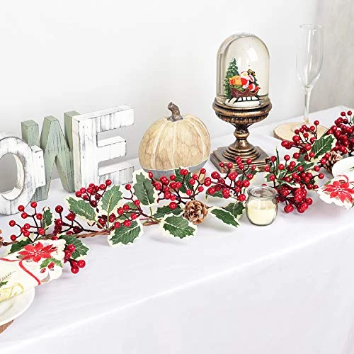 DearHouse 7FT Red Berry Christmas Garland With Pine Cone Garland Artificail Garland Indoor Outdoor Garden Gate Home Decoration For Winter Holiday New Year Decor 2 DearHouse 7FT Red Berry Christmas Garland With Pine Cone Garland Artificail Garland Indoor Outdoor Garden Gate Home Decoration For Winter Holiday New Year Decor - Image 2