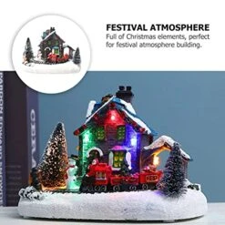 BESTOYARD Christmas House Village Snow River Santa Claus Train Scene LED Lighting Battery Operated LED Light Up Christmas Decoration Music Rendering Without Battery -Department 56 Shop 51EVrsT3trL