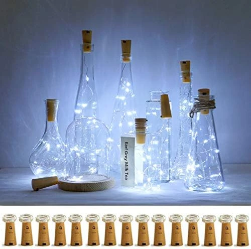 Decorman Wine Bottle Cork Lights, 20 Pack 20 LED Warm White Cork Shape Silver Copper Wire LED Starry Fairy Mini String Lights For DIY/Decor/Party/Wedding/Christmas/Halloween 7 Decorman Wine Bottle Cork Lights, 20 Pack 20 LED Warm White Cork Shape Silver Copper Wire LED Starry Fairy Mini String Lights For DIY/Decor/Party/Wedding/Christmas/Halloween - Image 7