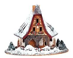 Midene Ceramic Christmas Village Miniature House Smithery In Rothenburg, Germany Winter Edition Tealight Candle Holder Home Decor -Department 56 Shop 51F0rOBJLKL