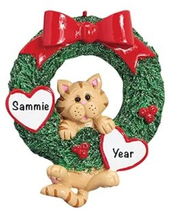 Personalized Orange Tabby Cat Ornaments For Christmas Tree - Polyresin Orange Tabby Cat Ornament - Cutest Orange Tabby Cat Gifts For Cat Lovers - Charming Unique Cats First Christmas Ornament 2022