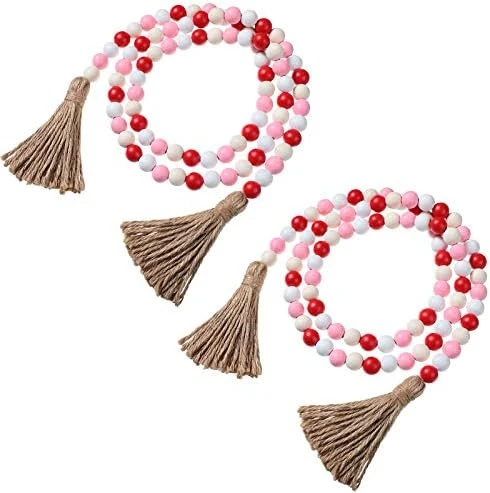 2 Pieces St. Patrick's Day Easter Day Wood Bead Garlands With Tassels 10.8 Ft Farmhouse Rustic Country Wood Bead Boho Bead Garlands For Tiered Tray Decor (Attractive Color) 11 2 Pieces St. Patrick's Day Easter Day Wood Bead Garlands With Tassels 10.8 Ft Farmhouse Rustic Country Wood Bead Boho Bead Garlands For Tiered Tray Decor (Attractive Color) - Image 11