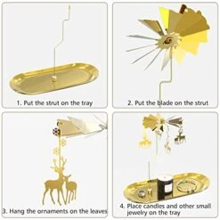 Christmas Spinning Candle Holder,Gold Metal Spinning Flying Deer Tea Lights Candle Holder,Romantic Designed Candlestick Ornament For Wedding Party Christmas Festival Home Decor Gift(Golden) -Department 56 Shop 51FYpJlnnQL