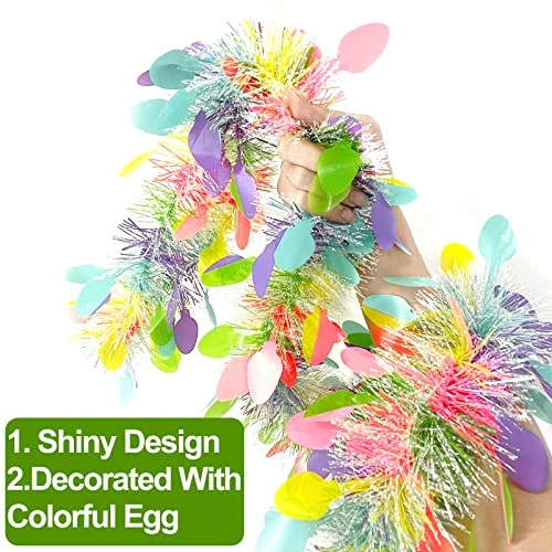 TURNMEON 3 Pack Easter Colorful Tinsel Garlands Easter Decorations,Total 45 Ft Easter Eggs Garland Metallic Streamer Hanging Fringe Garland Easter Decorations Home Indoor Outdoor Party,Each 15Ft By 6" 3 TURNMEON 3 Pack Easter Colorful Tinsel Garlands Easter Decorations,Total 45 Ft Easter Eggs Garland Metallic Streamer Hanging Fringe Garland Easter Decorations Home Indoor Outdoor Party,Each 15Ft By 6" - Image 3
