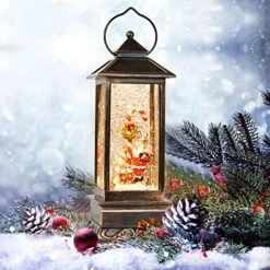 DearHouse Singing Musical Lighted Christmas Snowman Water Glittering Swirling Snow Globe Lantern With Music Christmas Home Decoration And Gift Snowman Family, Battery Operated (Santa) -Department 56 Shop 51G1s69g0vL