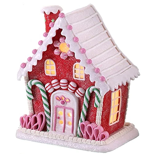 One Holiday Way 9.5-Inch LED Light Up Red Faux Gingerbread House Tabletop Decoration W/Timer, Candy Glitter, Frosting Accents – Lighted Decorative Christmas Party Winter Home Decor 1 One Holiday Way 9.5-Inch LED Light Up Red Faux Gingerbread House Tabletop Decoration W/Timer, Candy Glitter, Frosting Accents – Lighted Decorative Christmas Party Winter Home Decor