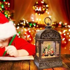 Lighted Christmas Snow Globe Lantern Musical Christmas Lantern Decoration Snow Globes With Swirling Glitter 6H Timer 3AA Battery USB Powered Retro Style Glitter Lantern For Gifts And Home Décor -Department 56 Shop 51GATLbX8eL
