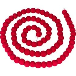 Orchid & Ivy 7 Foot Red Wool Felt Ball Pom Pom Garland W/ 85 Felt Balls - Retro Vintage Christmas Tree Decor Holiday Party Swag Banner Decoration For Wall, Crafts, Kids Room