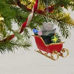 Hallmark Keepsake 1999QGO2167 Ornament 2019 Year Dated Hippo In Sleigh Musical (Plays I Want A Hippopotamus For Christmas Song) -Department 56 Shop 51GWPEhkOuL