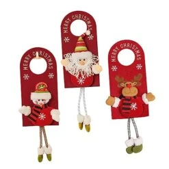 VOSAREA 3pcs Christmas Door Hanging Sculpture Decor Sign For Front Door Miniture Decoration Reindeer Door Hanger Christmas Door Knob Pendants Xmas Party Christmas Ornament Door Decorations
