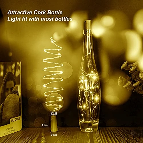 AOTHOD 28 Pack Wine Bottle Lights With Cork – Cork Lights For Wine Bottles 7 Ft Silver Wire Mini Cork Fairy Lights Battery Operated, Tiny Wine Cork Lights For DIY,Party, Wedding,Decor (Warm White) 5 AOTHOD 28 Pack Wine Bottle Lights With Cork – Cork Lights For Wine Bottles 7 Ft Silver Wire Mini Cork Fairy Lights Battery Operated, Tiny Wine Cork Lights For DIY,Party, Wedding,Decor (Warm White) - Image 5